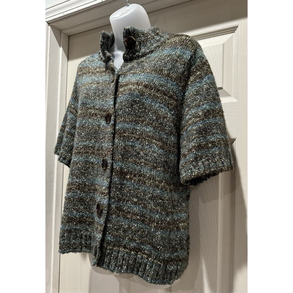 Liz Claiborne Button Up Short Sleeve Knit Sweater Multicolor Color Size L - Picture 3 of 8